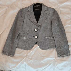 Emporio Armani grey and black Virgin Wool Blazer. Size 40/ US 6